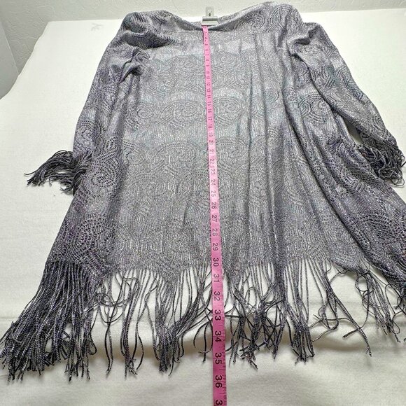 Vtg SL FASHIONS Women Dress 2pc Set Sleeveless Fringe Sz 18 Metallic Silver 12-6 - Picture 14 of 16